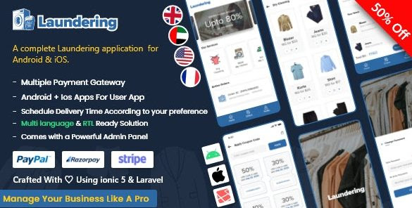 Laundry Android App v1.0 + Laundry iOS App | Ionic 5 | Full Solution