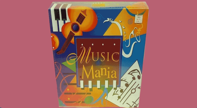 Which music categories are included in the music board game “Music Mania”?