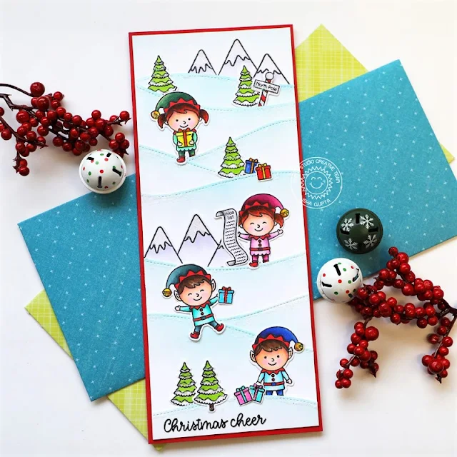 Sunny Studio Stamps: North Pole Spring Scenes Winter Scenes Christmas Card by Isha Gupta