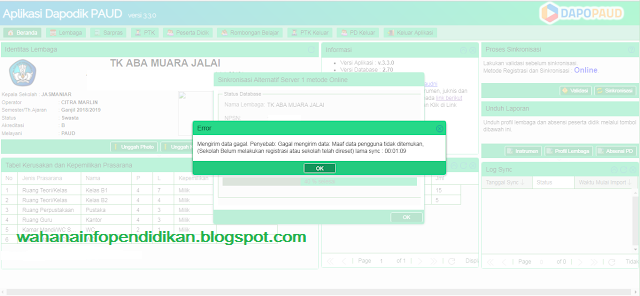 Solusi Gagal Sinkronisasi Mengirim Data di 40% Dapodik PAUD 2019