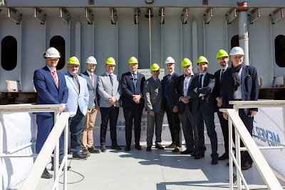 Dignitaries From Carnival Cruises and Meyer Werft Turku, Finland Celebrate the keel laying of the New Carnival Mardi Gras