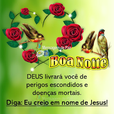 DEUS livrará você de perigos escondidos e doenças mortais. Diga: Eu creio em nome de Jesus! Boa Noite!