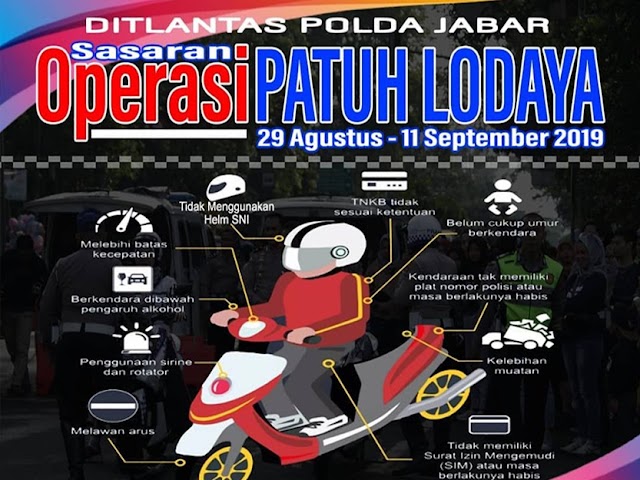 Operasi Patuh Lodaya Digelar 29 Agustus - 11 September 2019