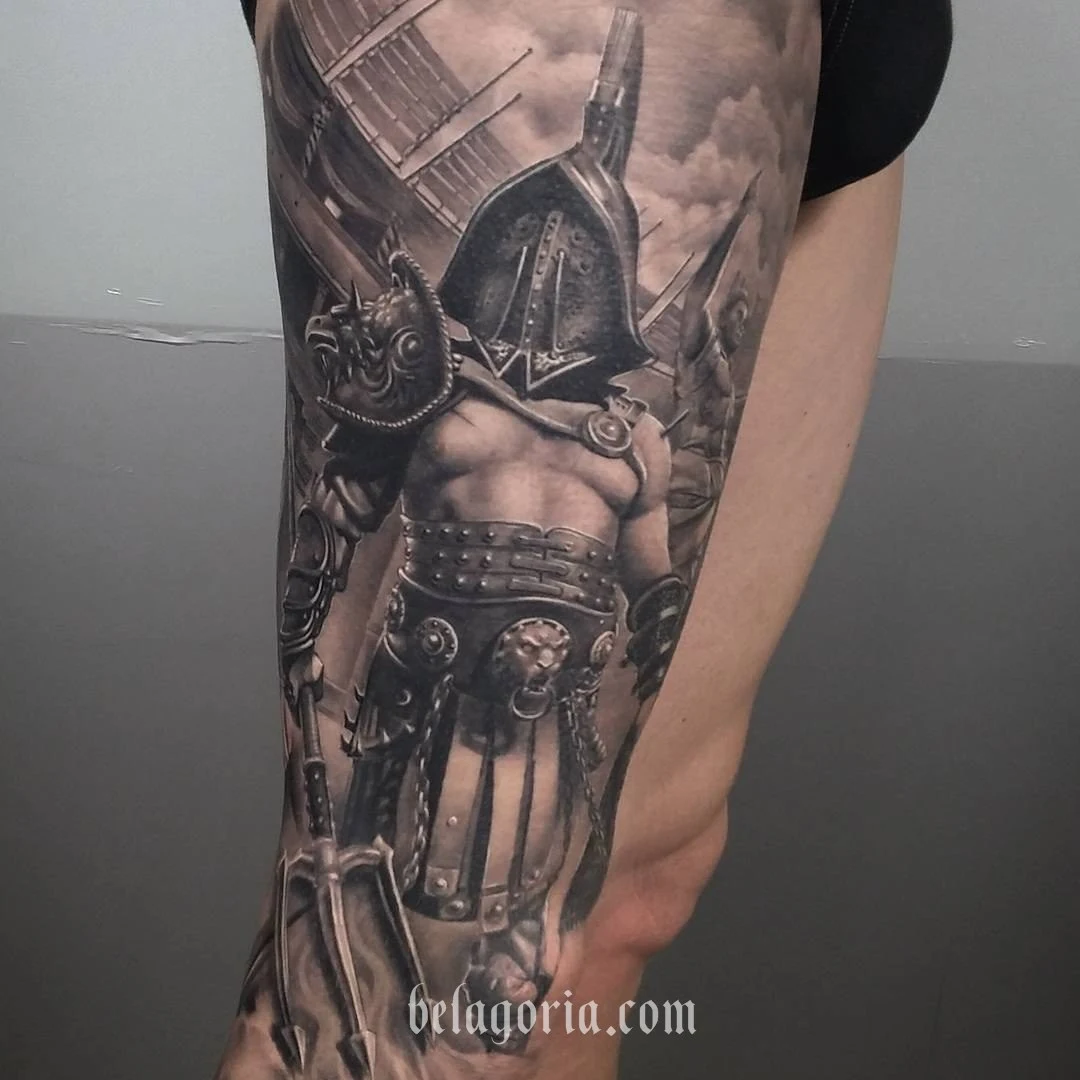 un espectacular tatuaje de gladiador