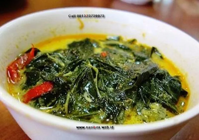 Resep sayur daun singkong nasi box kawah putih ciwidey