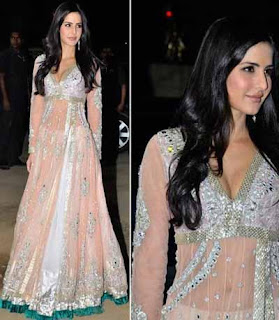 katrina kaif a famous bollywood actress wearing a white color designer churidar anarkali salwar suit