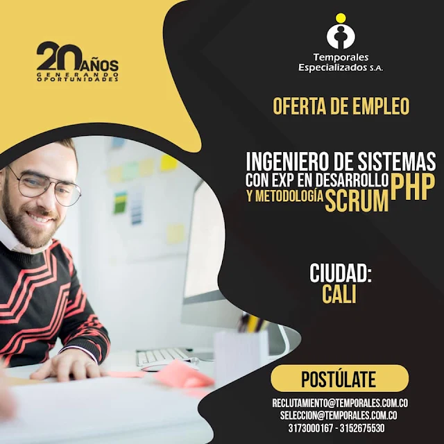 Oferta de Trabajo 💡 y Empleo en Cali como INGENIERO DE SISTEMAS - PHP