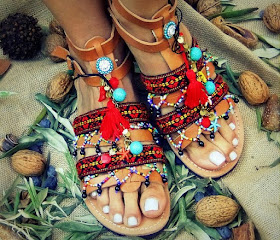 Handmade beaded sandals by Innovative Greek Shoes