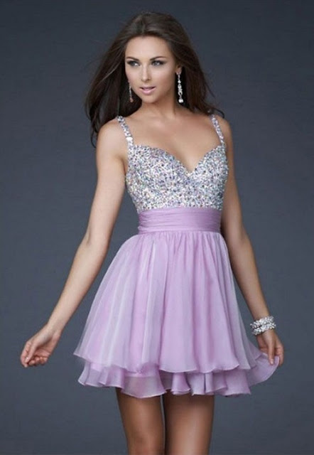 Lilac cocktail dress with sparkly bust