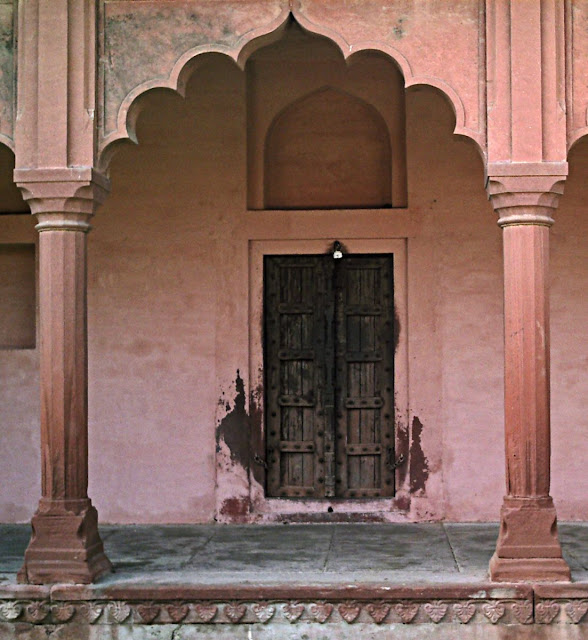 old wooden door at the Red Fort Agra