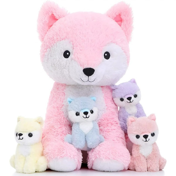 Fox Mommy and Babies Plush Set