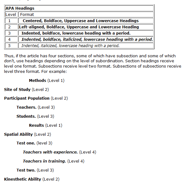 writing results section apa