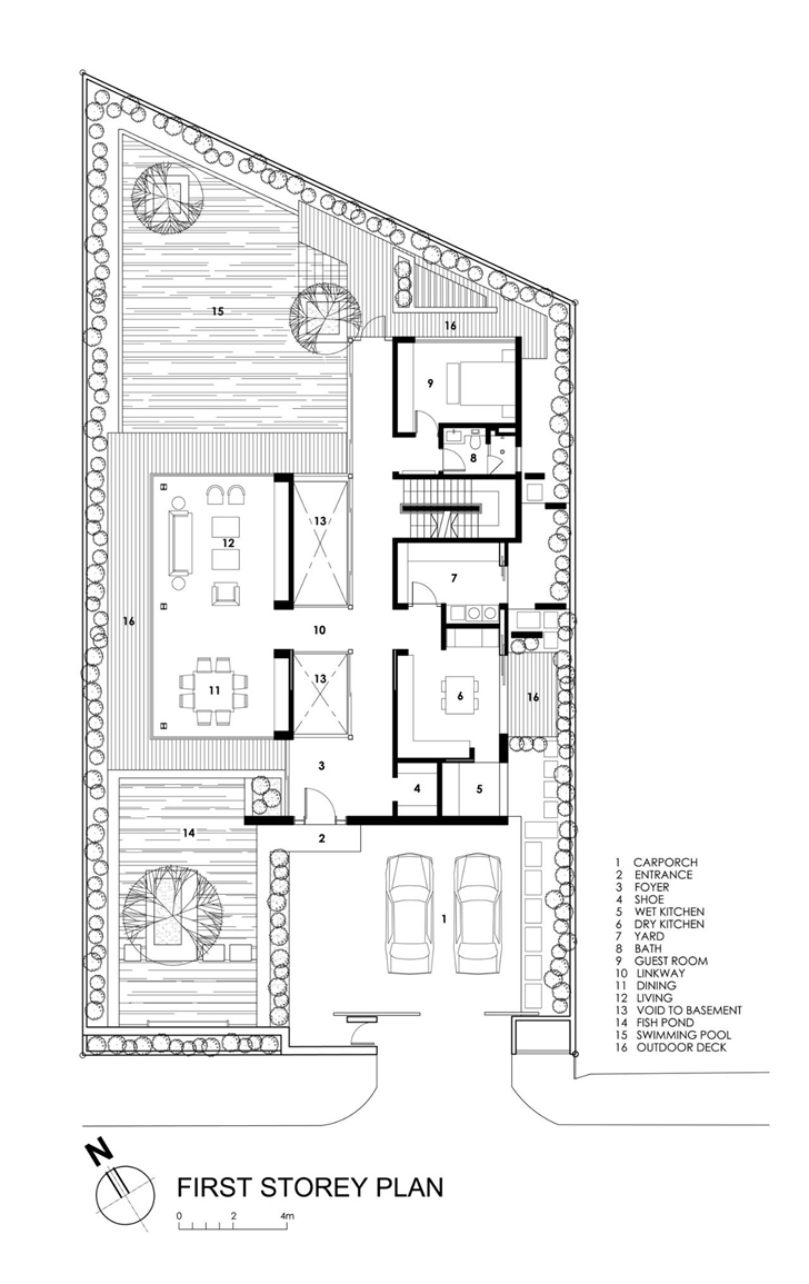 Ground floor plan of Travertine Dream House by Wallflower Architecture + Design