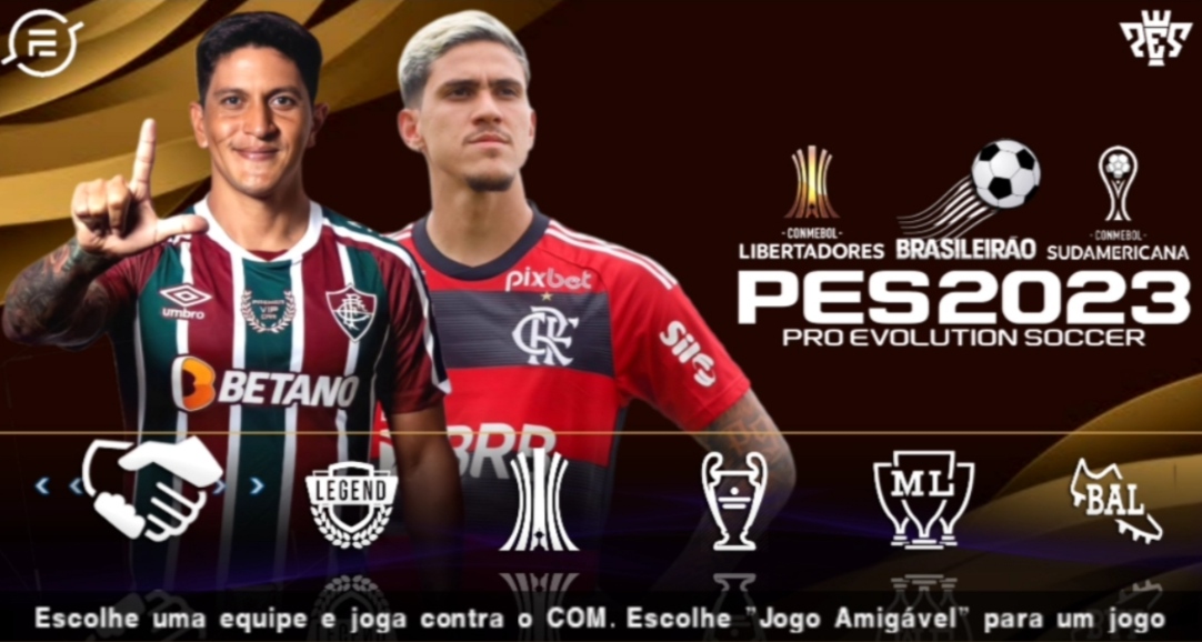 EFOOTBALL PES 2023 PPSSPP COM LIBERTADORES e BRASILEIRO NARRAÇÃO BR 