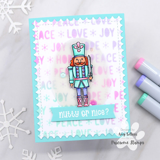 Crackin' Christmas Stamp Set, Peace Love and Joy Stencil, Candy Christmas Sequin Mix by Pawsome Stamps #pawsomestamps #handmade