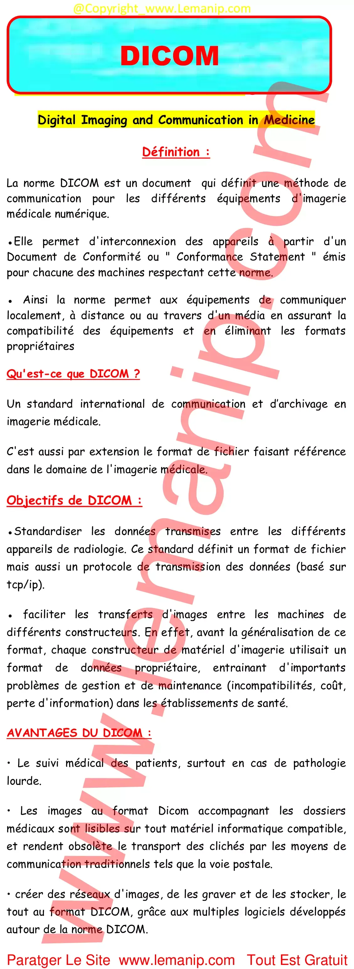 Résumé Cour 4 Du Module Réseau De Communication Et Archivage radiologique