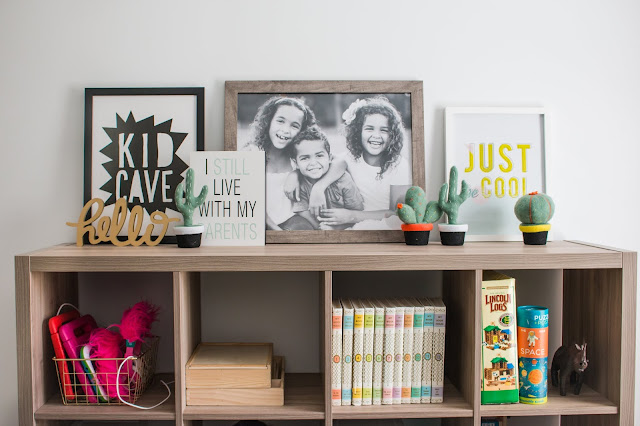 toy storage in a small playroom