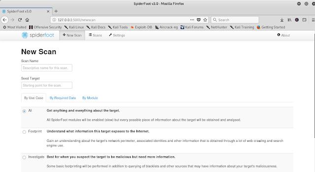 scan using spiderfoot