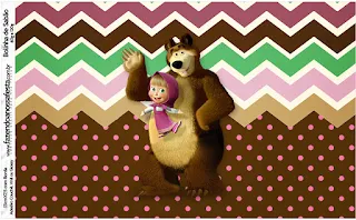 Masha and the Bear Party Free Printable Candy Bar Labels.