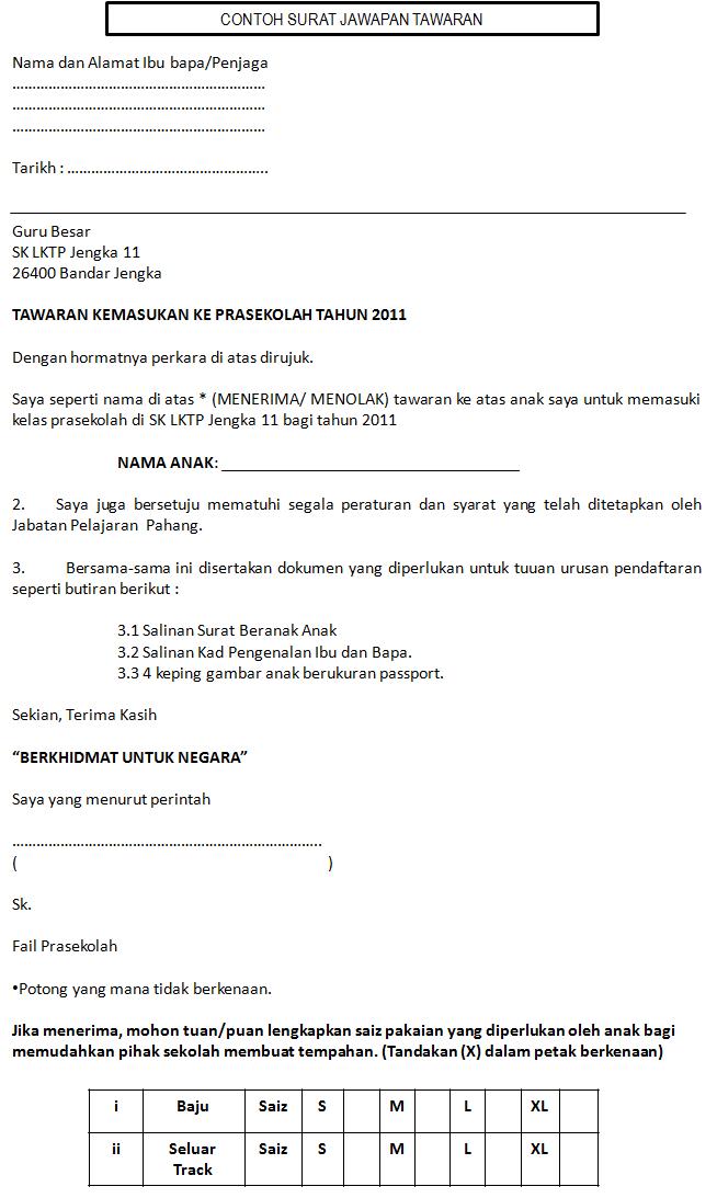 CIKGU EELA (IL) PRESCHOOLERS @ PCE: Contoh Surat-surat 