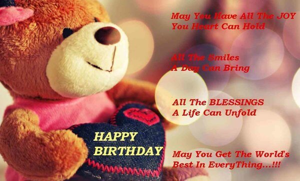 Happy Birthday quotes images for Friend with teddy & love heart