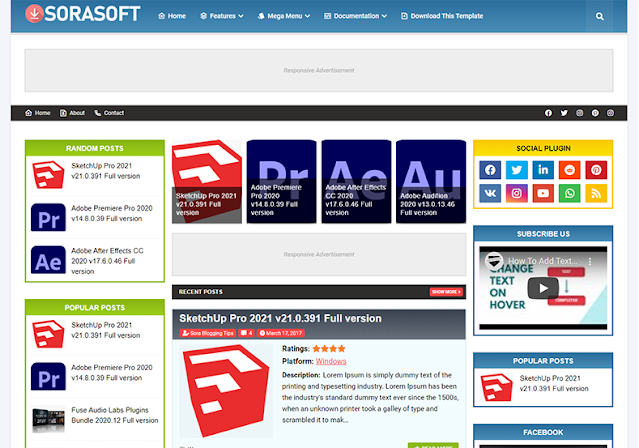 Sorasoft free responsive blogger templates Premium Download