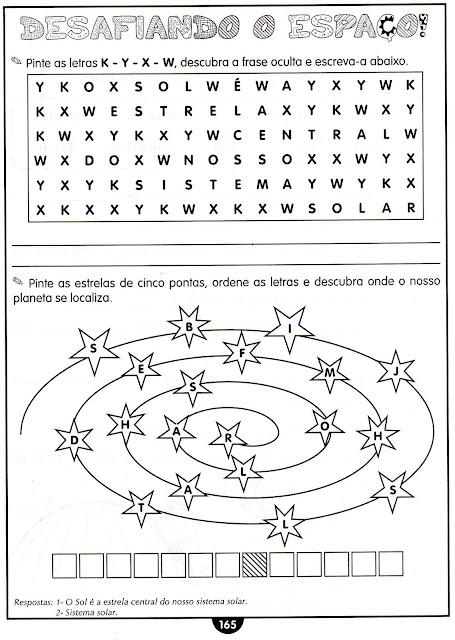 Atividades para imprimir sobre o universo