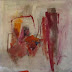 ABSTRACT WITH RED 36X36g/w collage on canvas