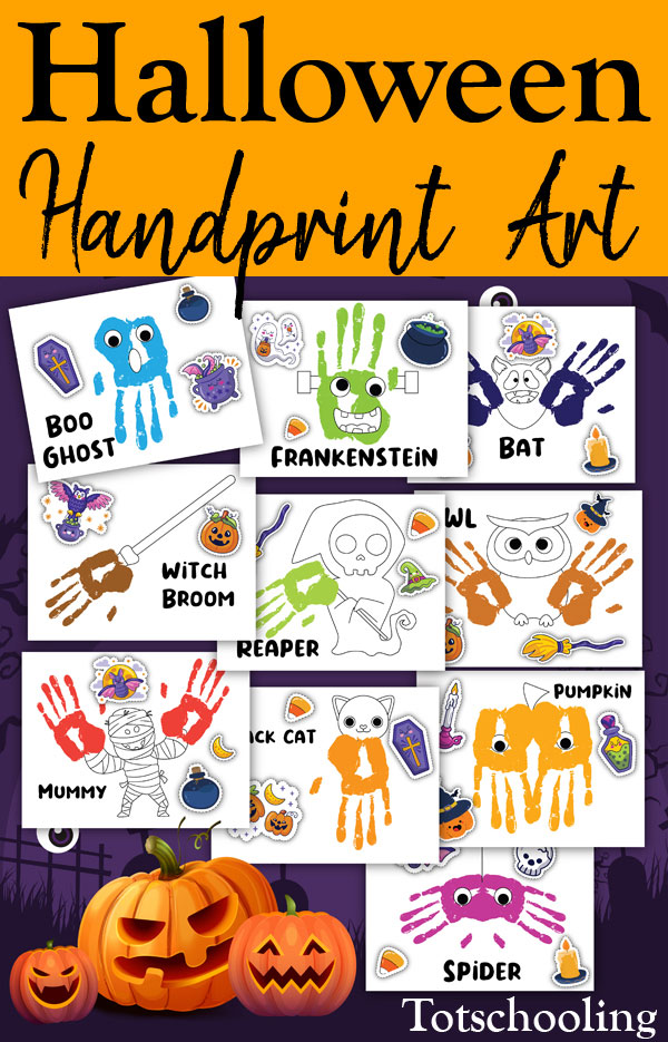 FREE printable Handprint templates for Halloween theme for Preschool and kindergarten kids for arts and crafts.