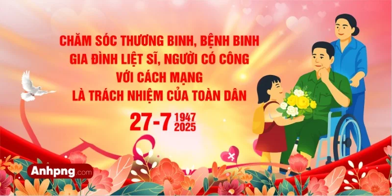 Thiết kế 27/7 vector tuyên truyền trách nhiệm chăm sóc người có công Maket vector 27/7 tri ân thương binh liệt sĩ và người có công