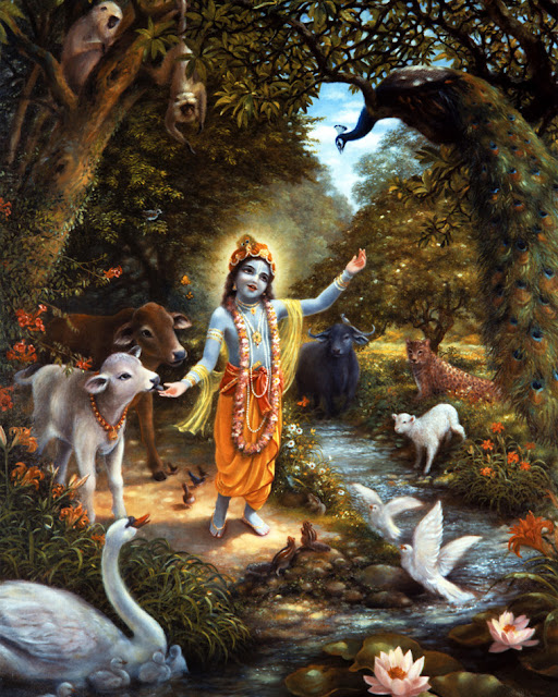 Krishna in a forest near Yamuna