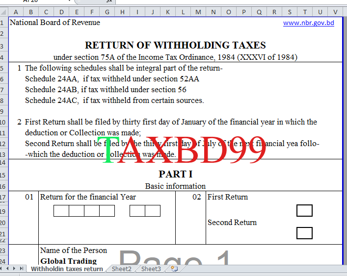 Withholding Taxes Return 75A