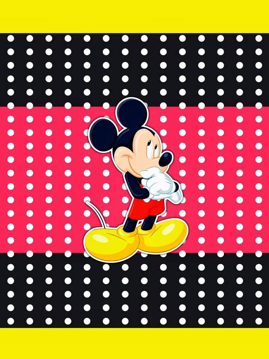 Mickey Red, Black and Yellow Free Printable Labels.