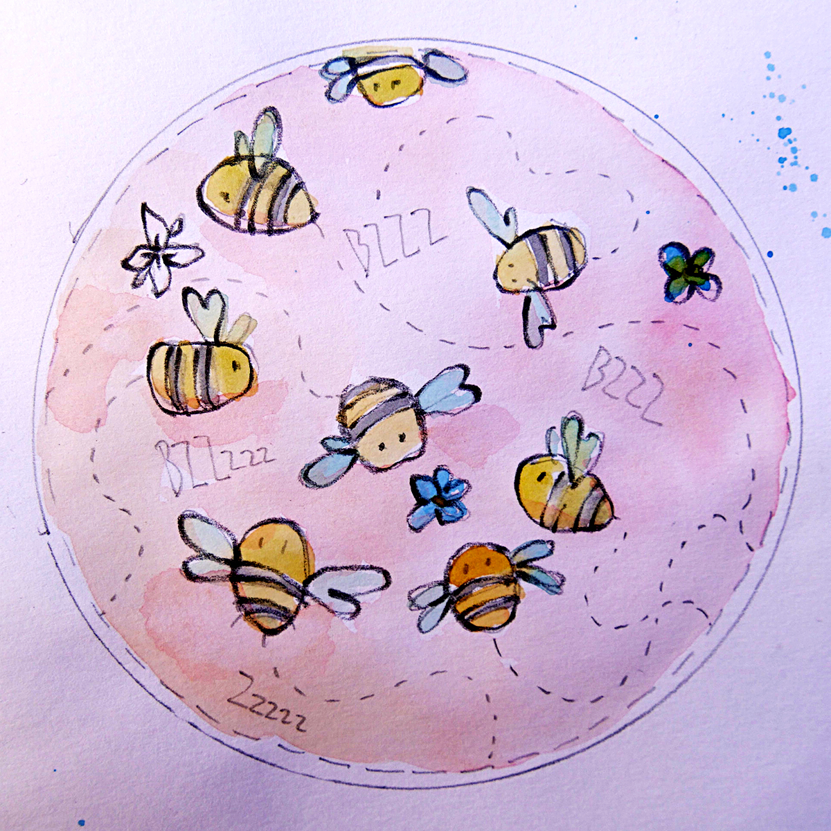 bumblebee pattern watercolor