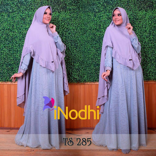 Setelan Dress syar'i dan khimar busana muslim  inodhi TS 282