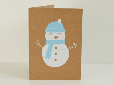 Happy Snowman screen printed card 1