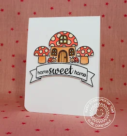 Sunny Studio: Backyard Bugs Home Sweet Home Toadstool House card by Elise Constable