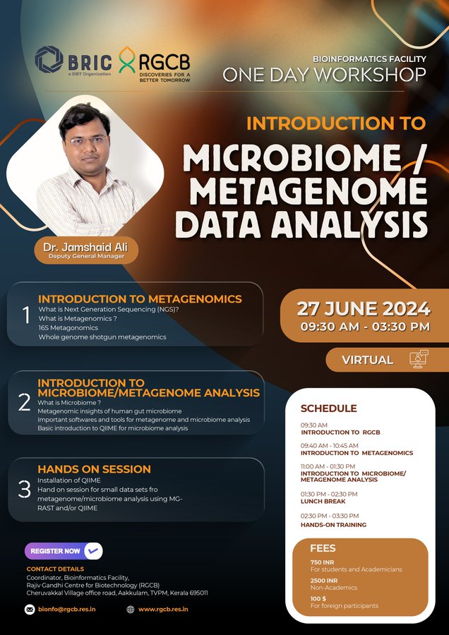 RGCB Workshop on Microbiome, Metagenome Data Analysis | 27th June 2024