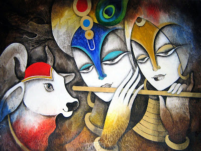 Lord Radha- Krishna abstract painting 