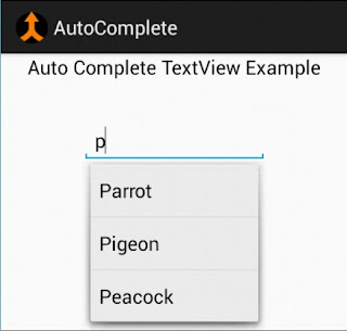 Auto Complete TextView