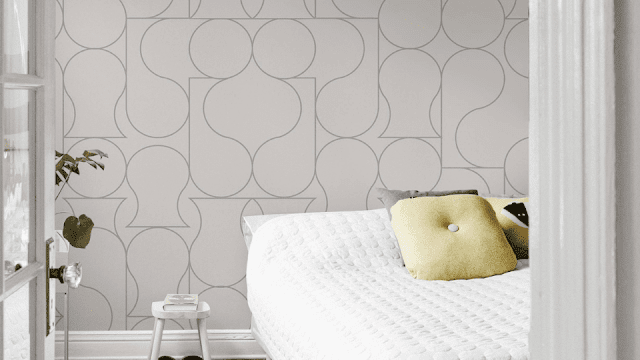 wallpaper geometri bulat kamar