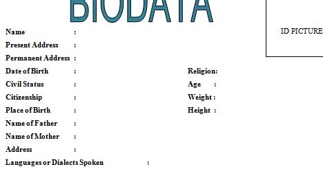 6 Simple Biodata Format For Job Application Sample Contracts