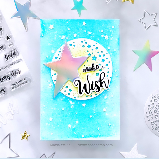 video tutorial,cards,ink,cardmaking,stamping,Tonic Studios USA,Cardbomb,maria willis,paper,Tonic Studios,Shoot for the Stars,stamps,Shoot for the Moon,Tonic Studios Stamp Club,