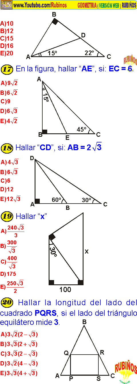 Triangulos Notables Ejercicios Resueltos Pdf