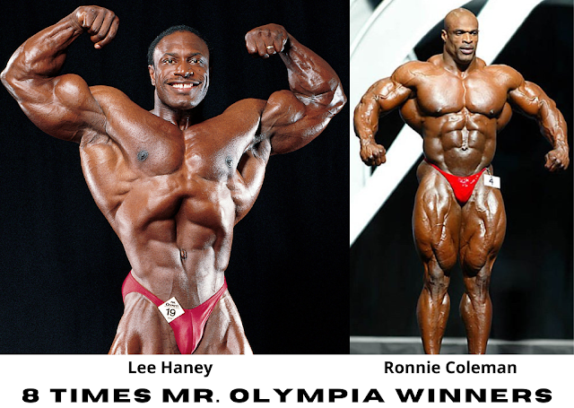 8 times Mr Olympia winners Lee Haney and Ronnie Coleman