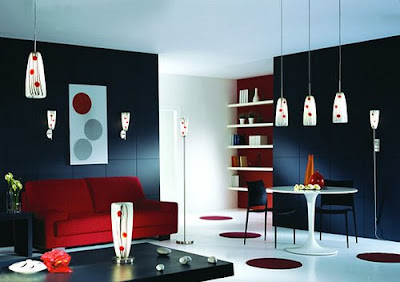 Minimalist Furniture on Red Sofa In Modern Minimalist Living Room Make Interior Elegant And