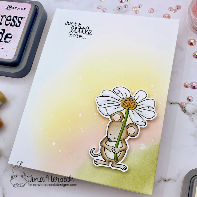 Just a Little Note Card by Tina Herbeck | Garden Mice Stamp Set by Newton's Nook Designs #newtonsnook
