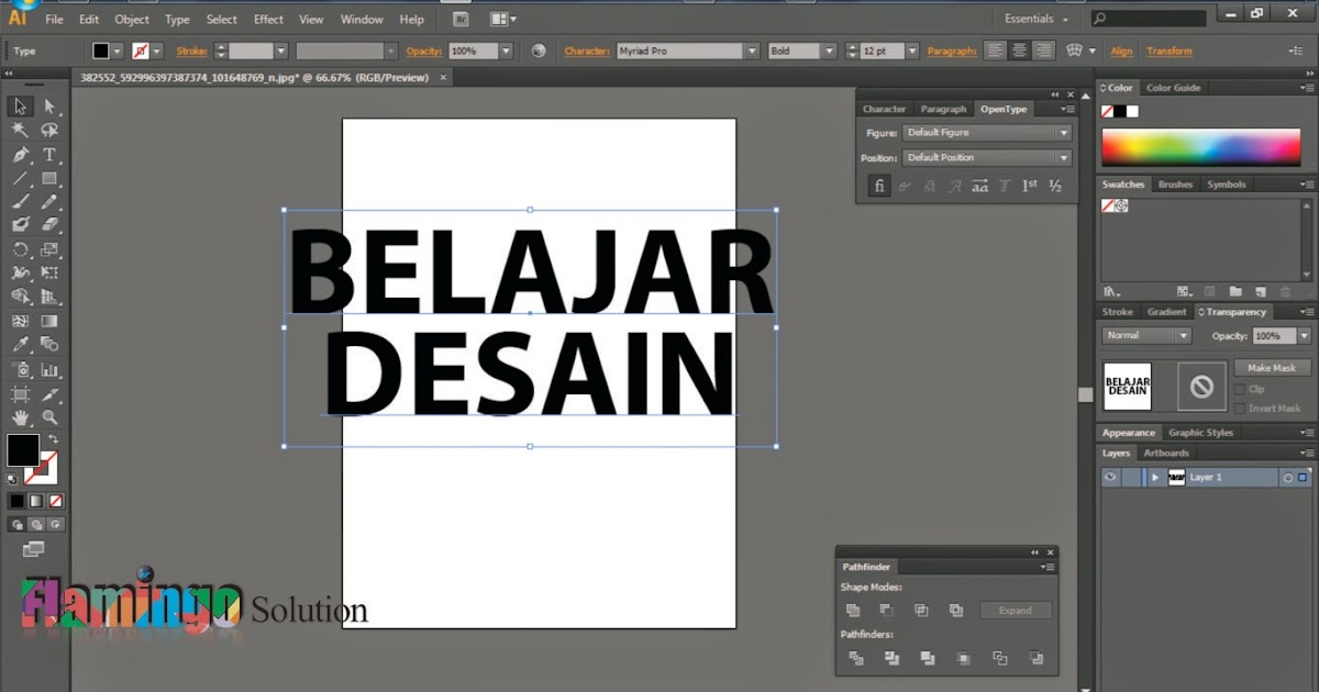 Cara Insert Gambar  ke Dalam Text di Illustrator Clipping 