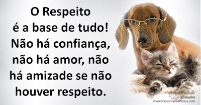 O Respeito é a base de tudo! Não há confiança, não há amor, não há amizade se não houver respeito.