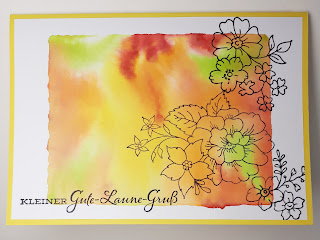 Bunte Gute Laune Grußkarte mit Aquarelltechnik und Blumen Stampin' Up! www.eris-kreativwerkstatt.blogspot.de